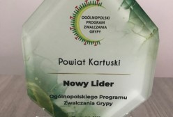 Statuetka -  nagroda w konkursie „Samorządowy Lider” Ogólnopolskiego Programu Zwalczania Grypy
